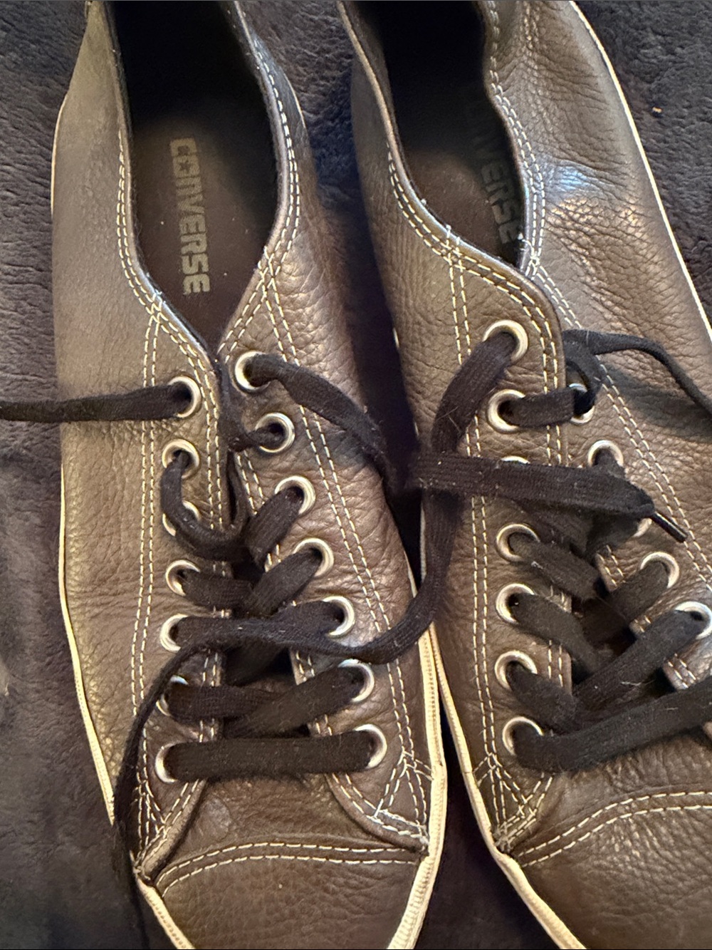 Converse Men’s Low-Top Sneakers in Dark Brown with Black Laces